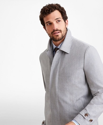 Kabát Brooks Brothers Out Gf Lw Wool Trench Light Grey Hthr