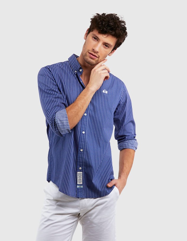 Ing La Martina Man L/S Shirt Poplin Printed