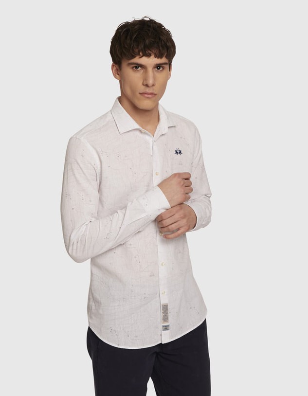 Ing La Martina Man L/S Shirt Printed Cotton L