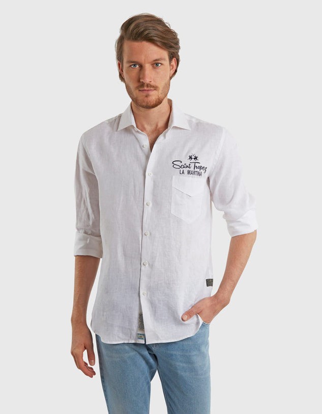 Ing La Martina Man L/S Shirt Light Linen