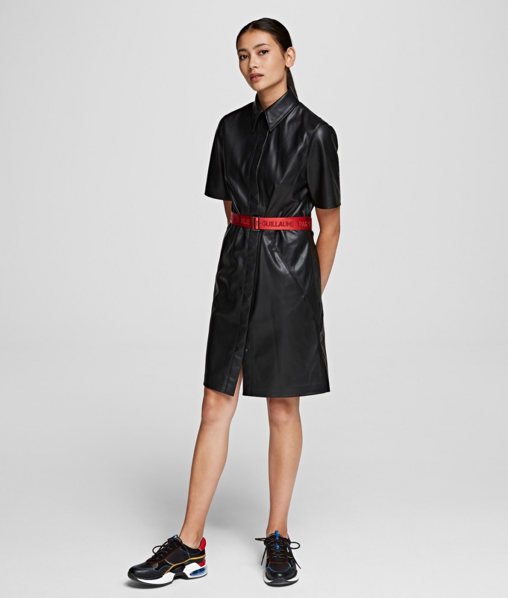 Ruha Karl Lagerfeld Faux Leather Shirt Dress