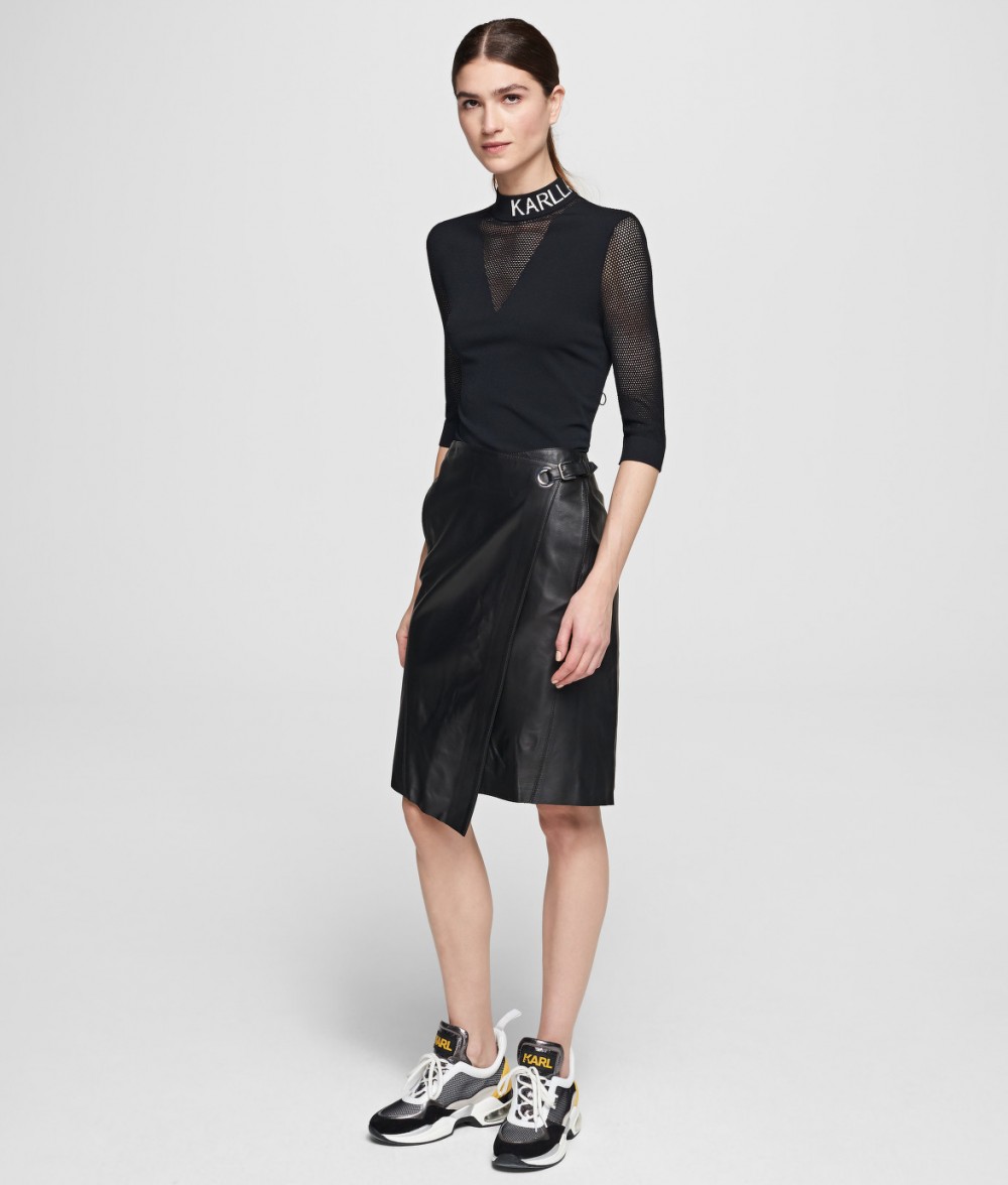 Szoknya Karl Lagerfeld Leather Wrap Skirt