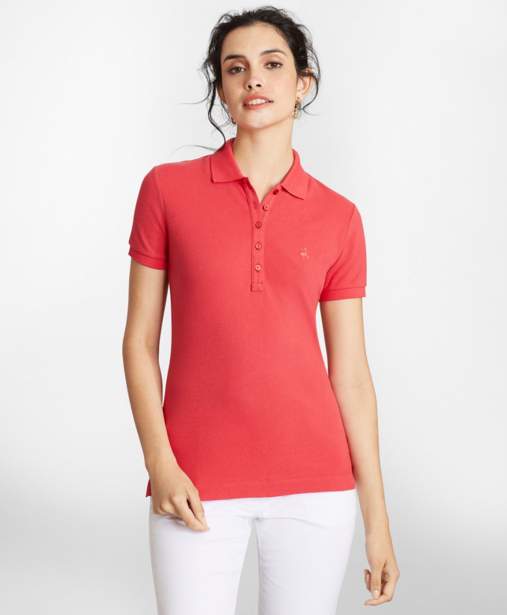 Póló Brooks Brothers Knt Polo Spma Ss Slim Wild Rose