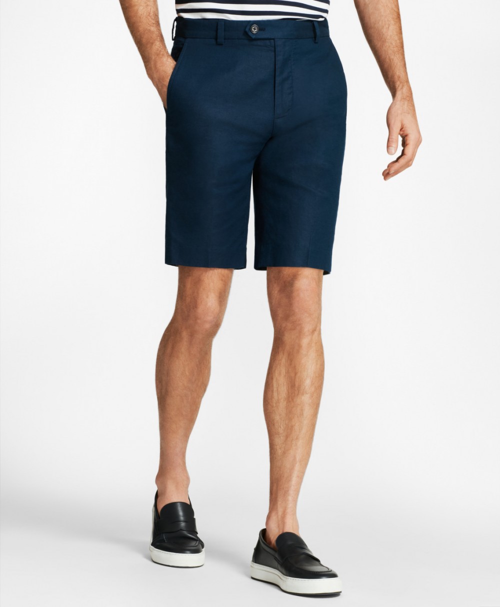 Rövidnadrág Brooks Brothers Cbt Cotton/Linen Bermuda Navy