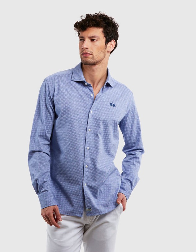 Ing La Martina Man Jacquard Piquet Shirt L/S
