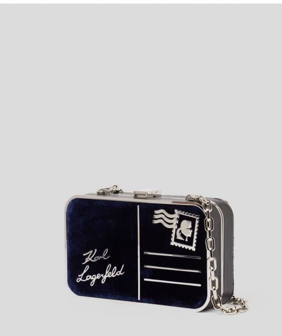 Retikül Karl Lagerfeld K/Postcard Velvet Minaudiere