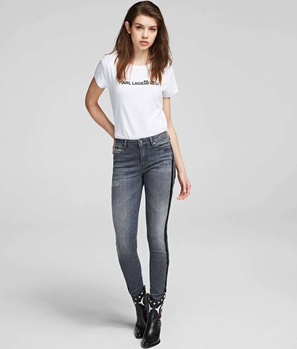 Farmer Karl Lagerfeld Skinny Denim W/Sparkle Stripes