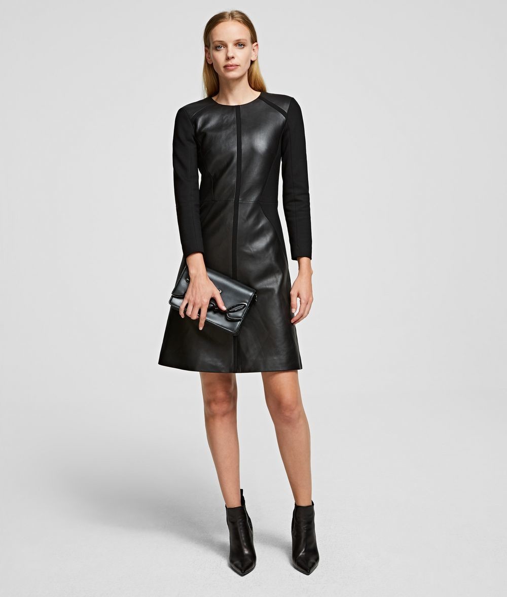 Ruha Karl Lagerfeld Leather & Punto Dress