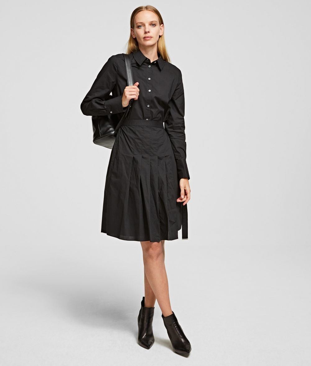 Ruha Karl Lagerfeld Poplin Shirt Dress W/ Pleats