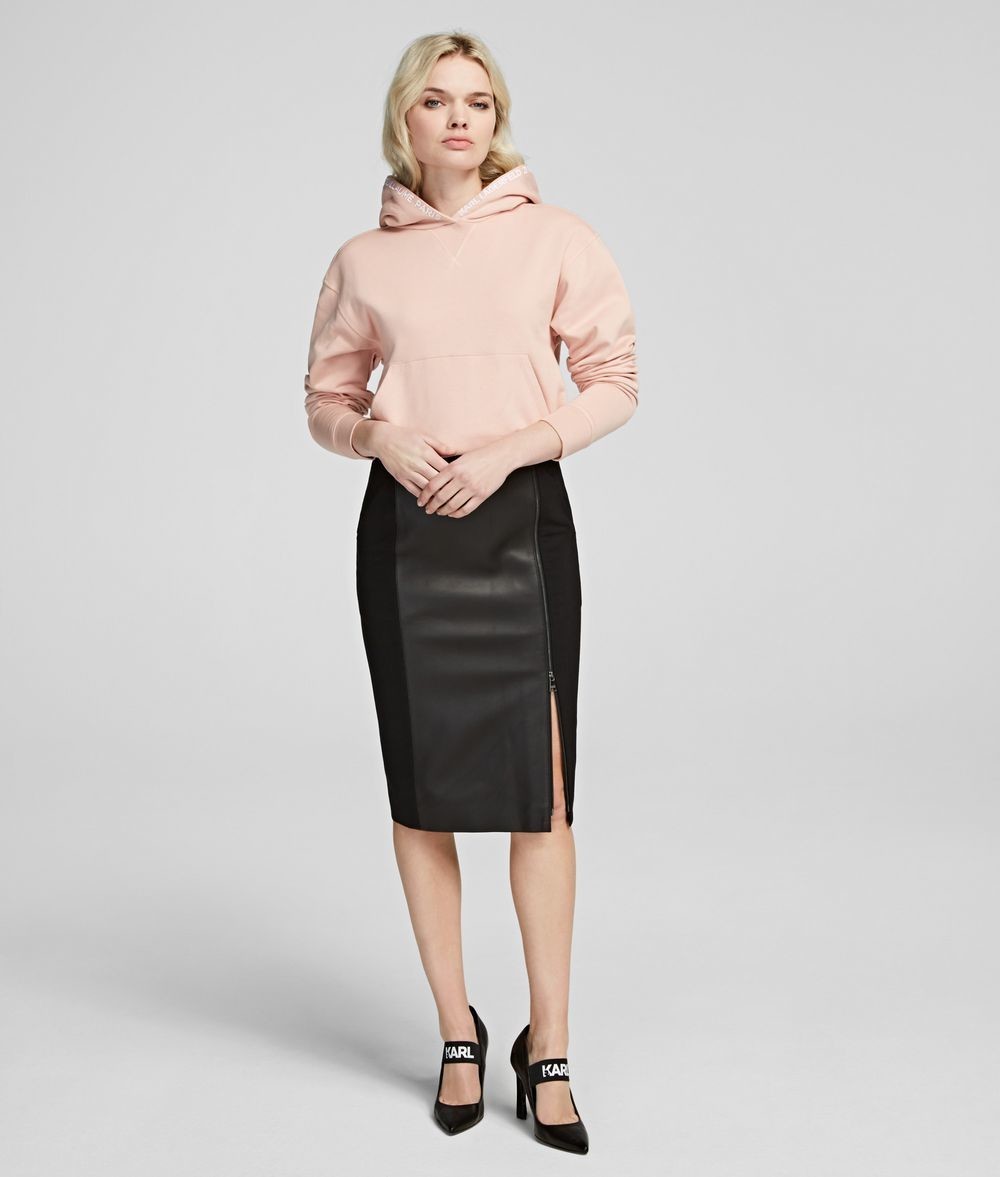 Szoknya Karl Lagerfeld Leather & Punto Pencil Skirt