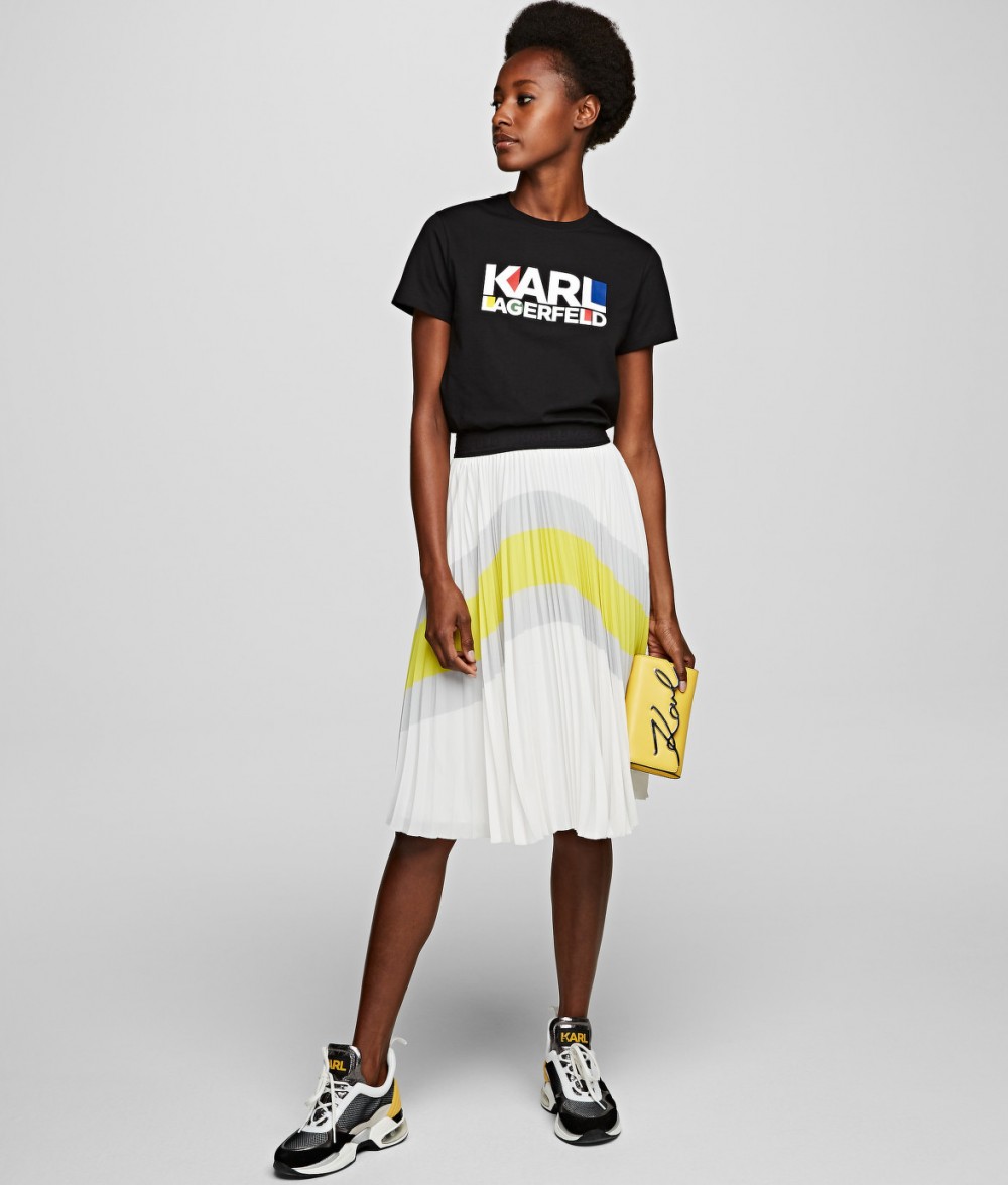 Szoknya Karl Lagerfeld Colourblock Pleated Skirt