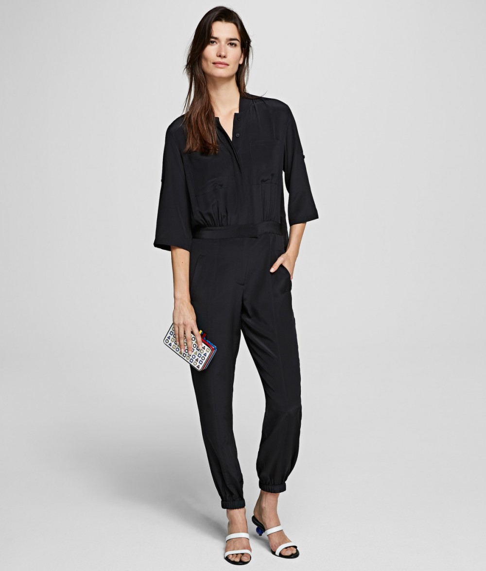 Ruha Karl Lagerfeld Silk Jumpsuit W/ Pleated Back