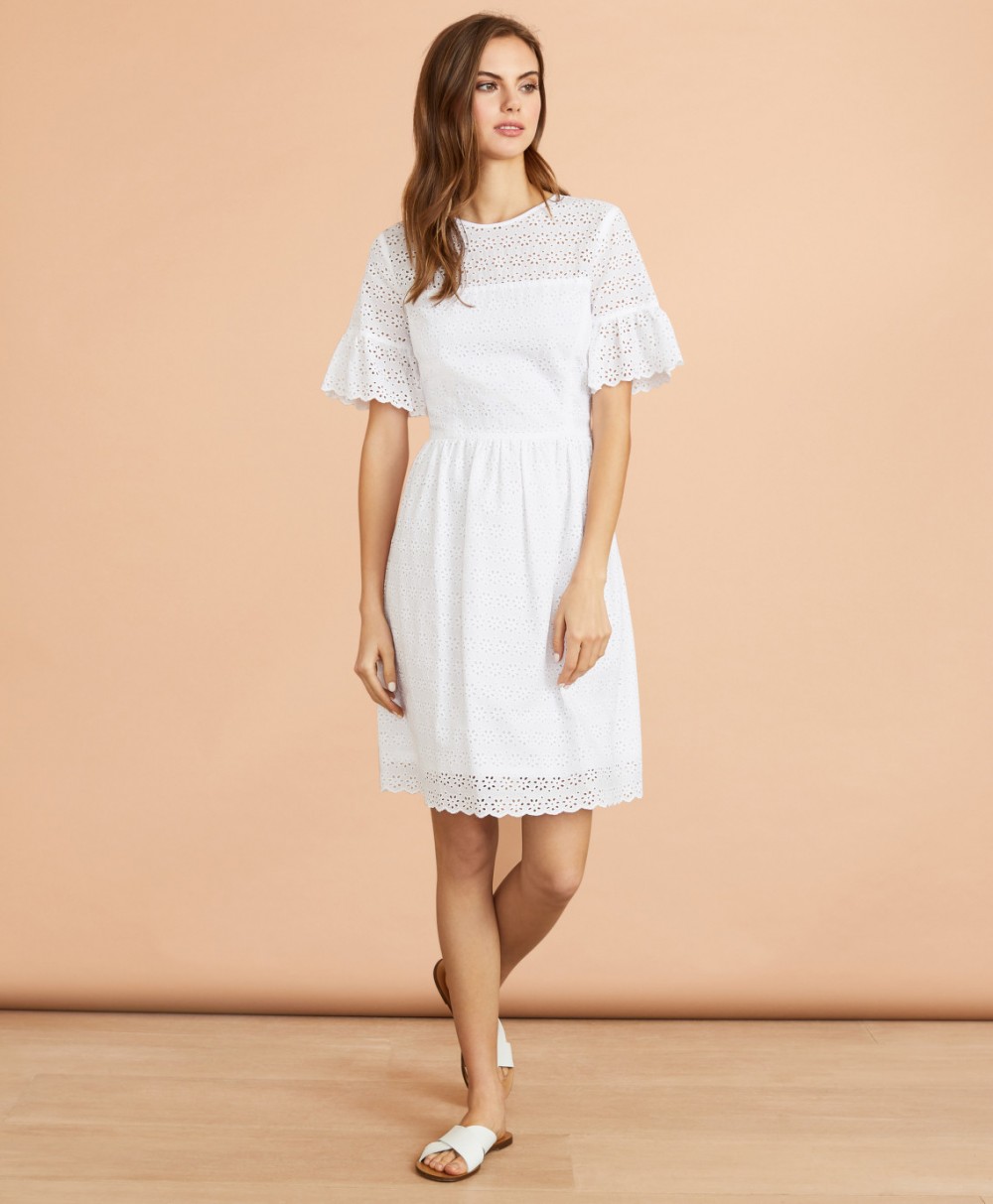 Ruha Brooks Brothers Drs Sft Ctn Ruffle Ss Bright White