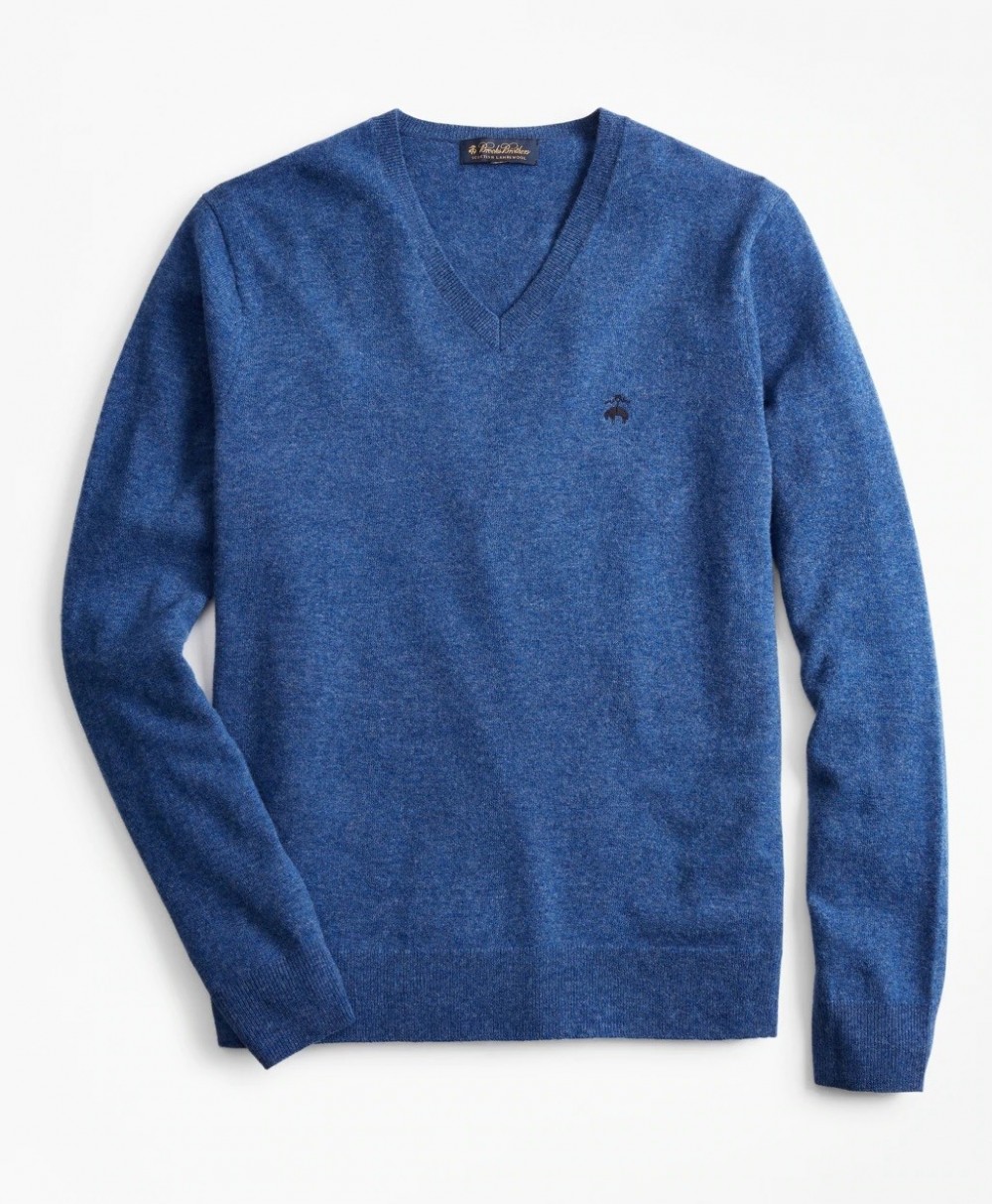Pulóver Brooks Brothers Lambswool V-Neck Sweater