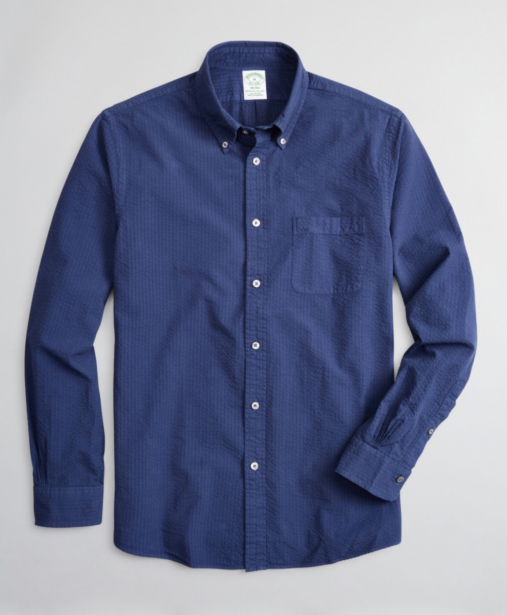 Ing Brooks Brothers Spt Ml Garment Dyed Seersucker Milano Navy