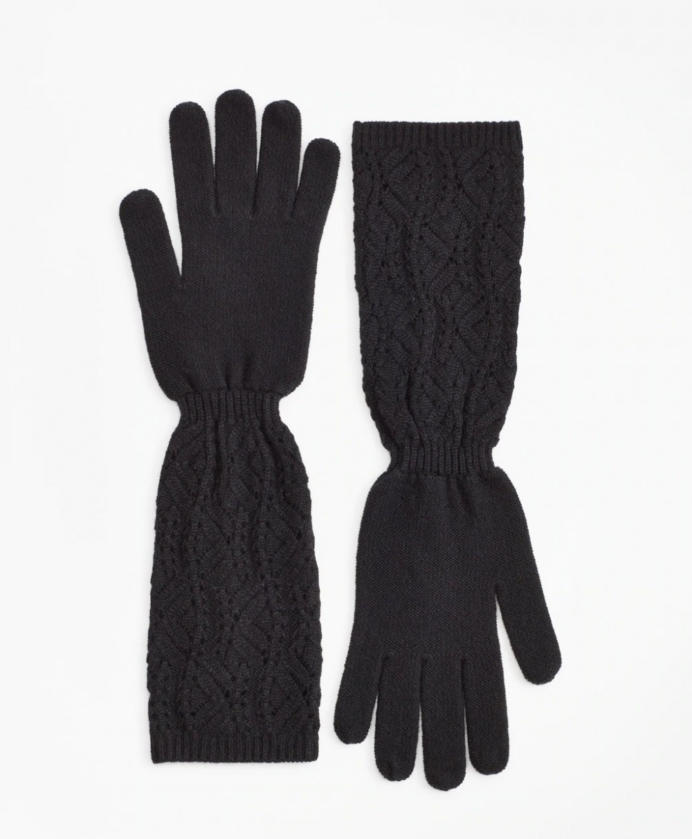 Kesztyű Brooks Brothers Pointelle Cable-Knit Cashmere Gloves
