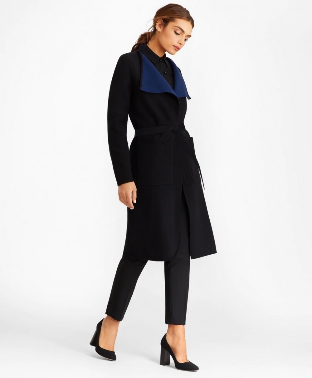 Pulóver Brooks Brothers Merino Wool Wrap Coat