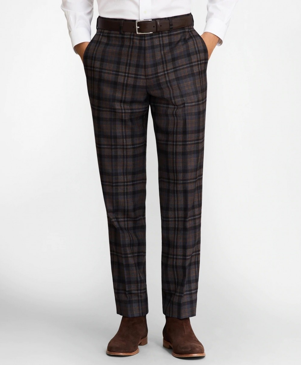 Nadrág Brooks Brothers Regent Fit Plaid Wool Trousers