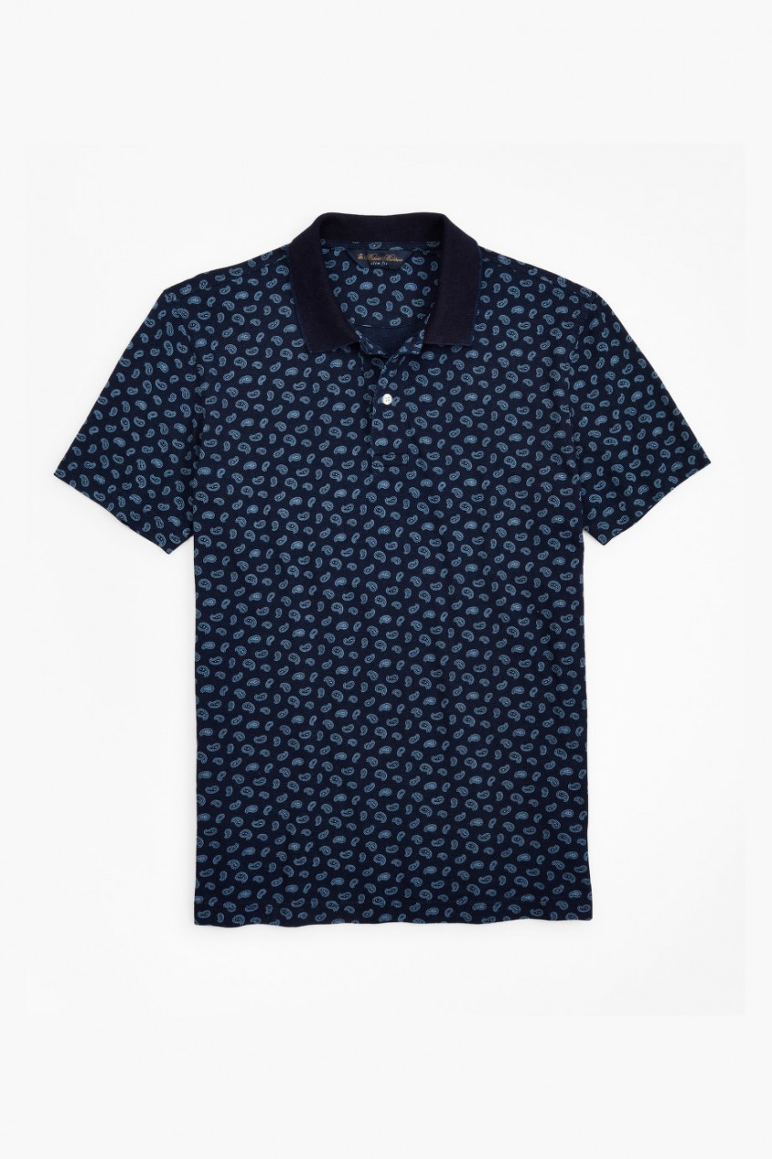 Póló Brooks Brothers Slim Fit Indigo Printed Paisley Polo Shirt