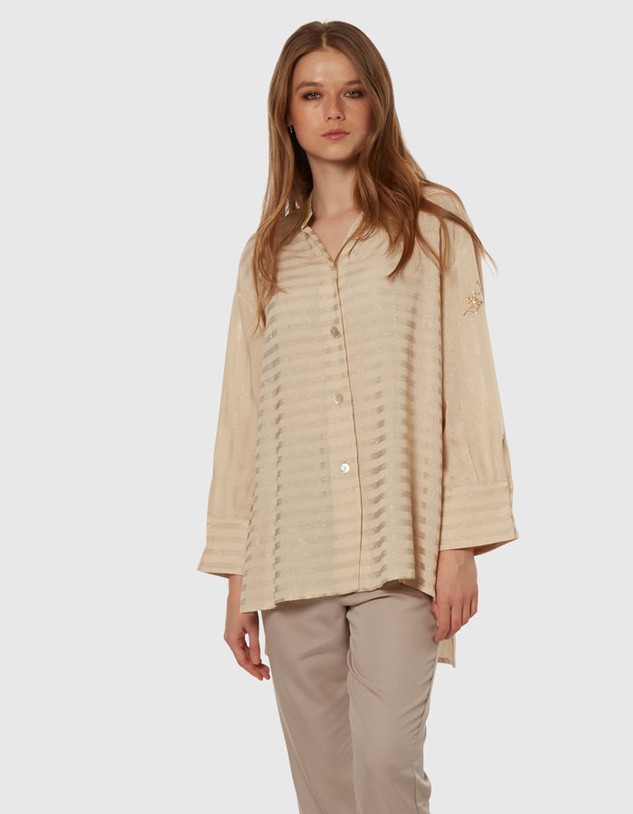 Ing La Martina Woman Lurex Tela L/S Shirt