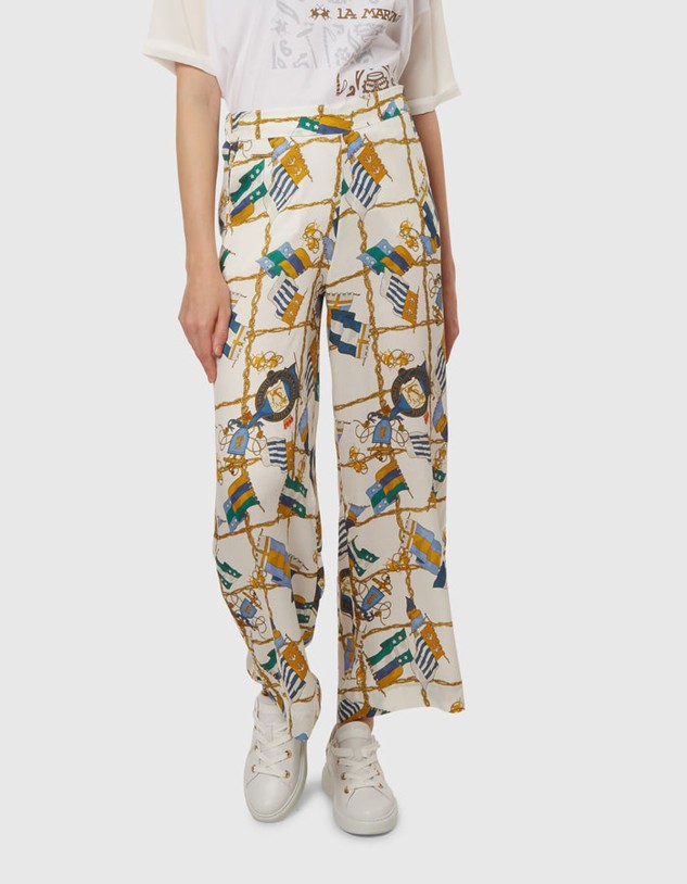 Nadrág La Martina Woman Flags Print Viscose Pant