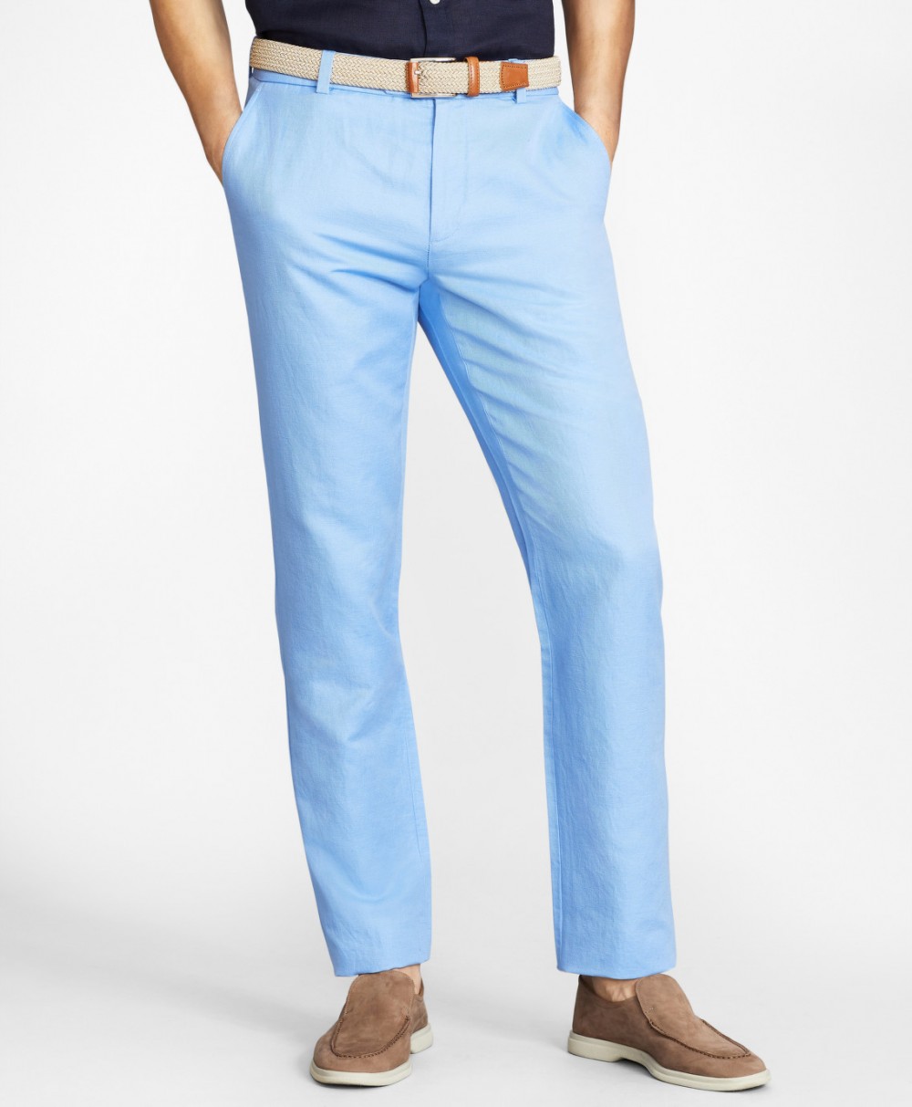 Nadrág Brooks Brothers Cbt Cotton/Linen Pant Milano Cornflower Blue