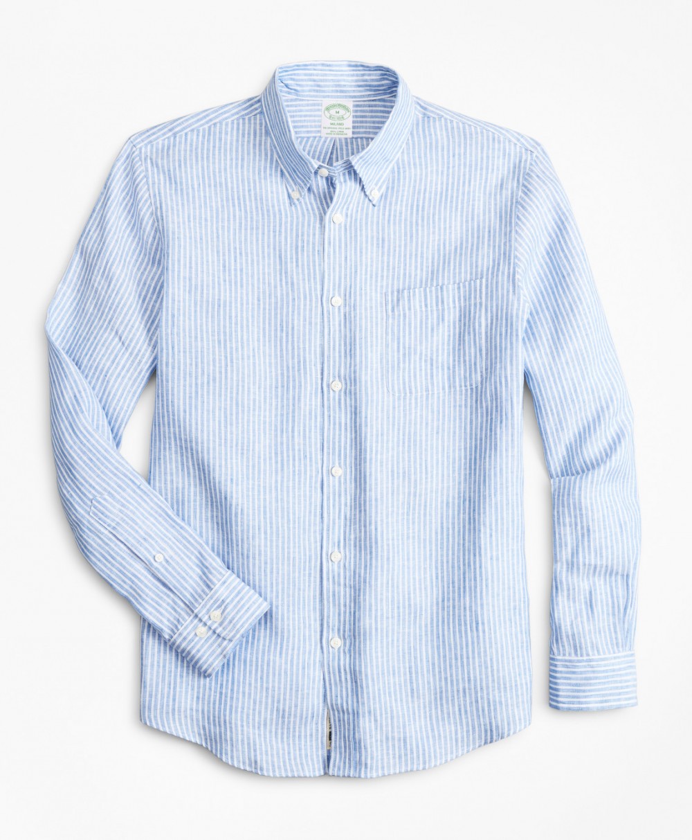 Ing Brooks Brothers Spt Ml Linen Stripe Milano Classicstp