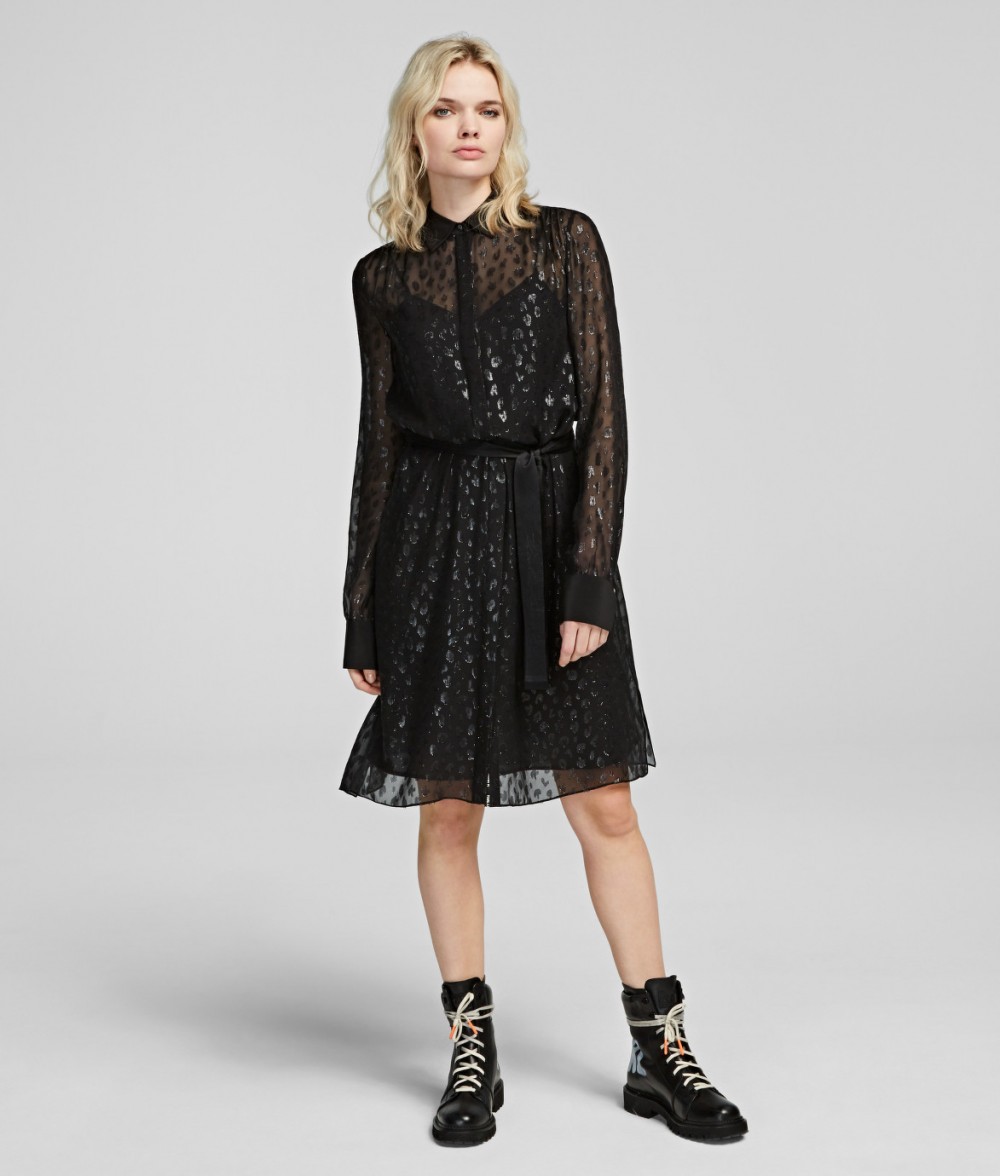 Ruha Karl Lagerfeld Leopard Jacquard Shirt Dress