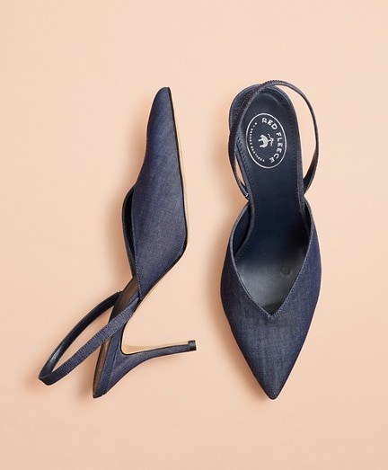 Magassarkú Cipő Brooks Brothers Rf Shoe Denim Slingback Olimpias_Alfi Light Blue_Medium_ Indigo