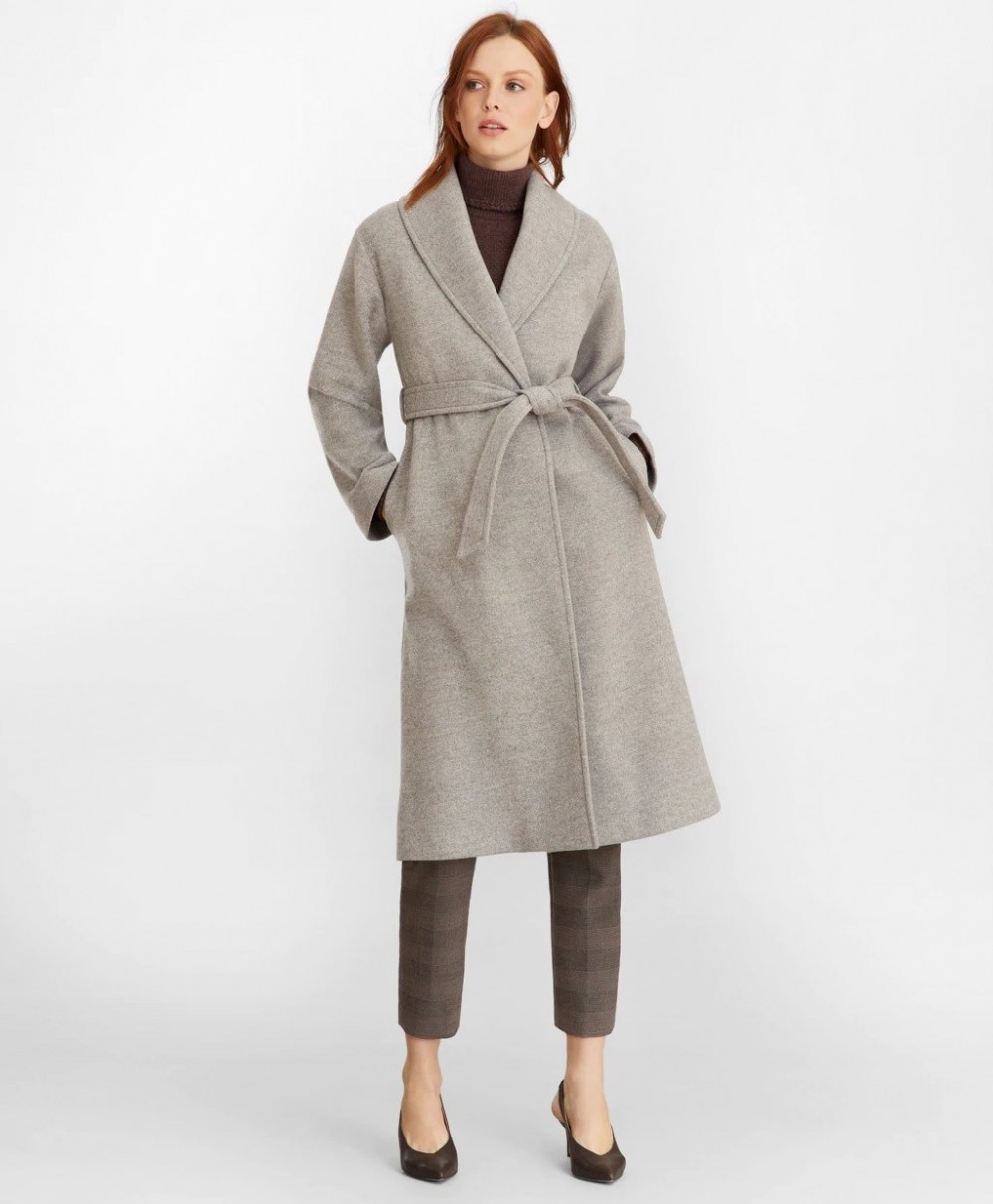 Kabát Brooks Brothers Wool Wrap Coat