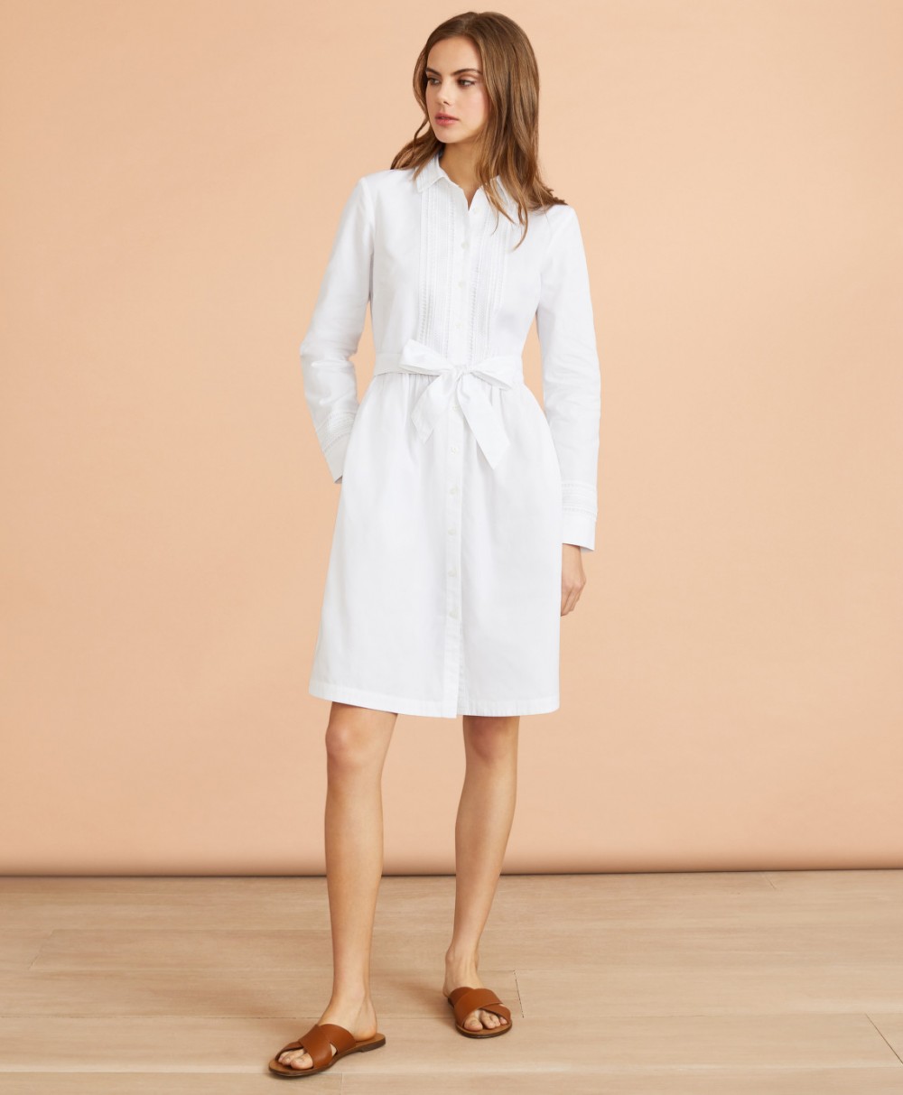 Ruha Brooks Brothers Bls Drs Ctn Ls Belt Bright White