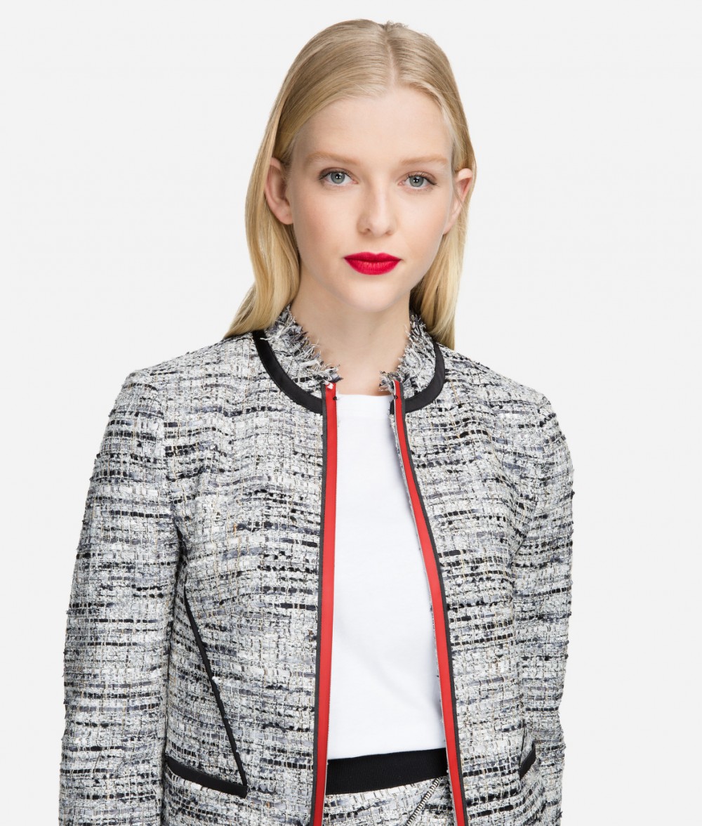 Zakó Karl Lagerfeld Boucle Jacket W/Satin Piping