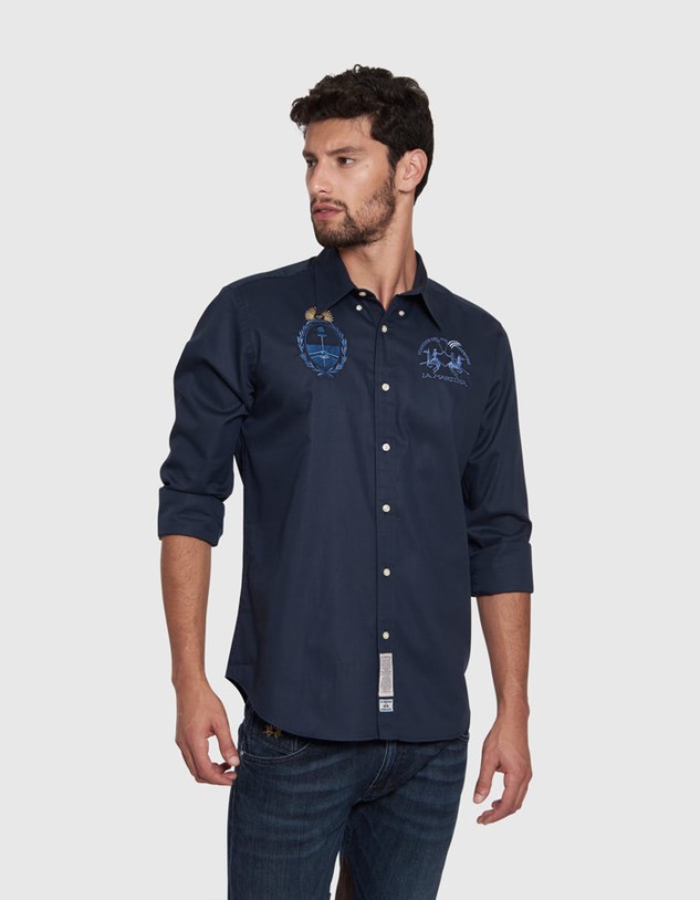 Ing La Martina Man Shirt L/S Light Cotton Twi