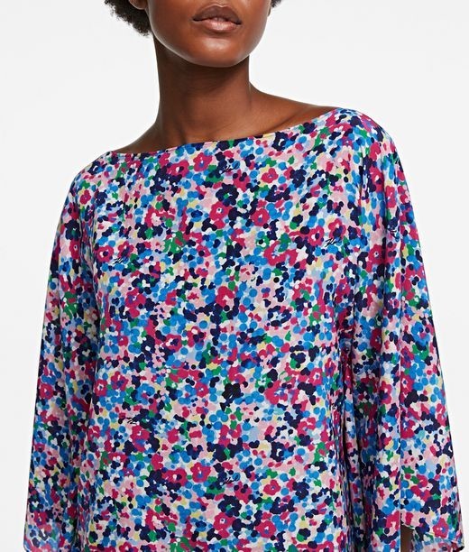 Ing Karl Lagerfeld Printed Silk Scarf Top
