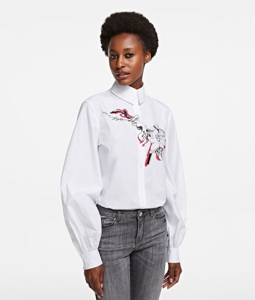 Ing Karl Lagerfeld Orchid Print Poplin Shirt