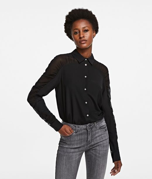 Blúz Karl Lagerfeld Silk Blouse W/ Gathering