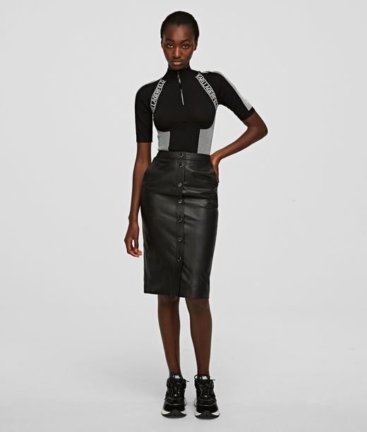 Szoknya Karl Lagerfeld Leather Skirt W/ Snaps