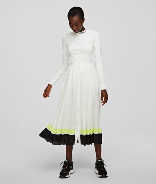 Szoknya Karl Lagerfeld Pleated Skirt W/ Striped Hem