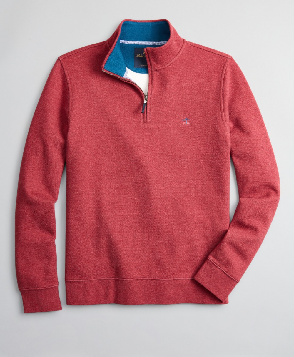 Kardigán Brooks Brothers Knt Ml Brushed Terry Half Zip Dk Red Heather