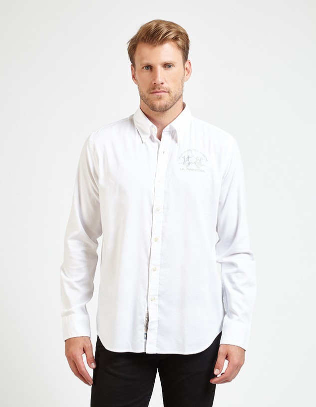 Ing La Martina Man Shirt L/S Oxford Stretch