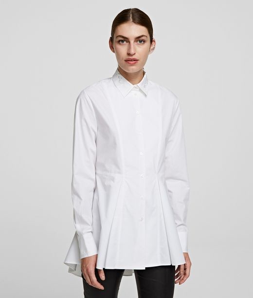 Ing Karl Lagerfeld Embroidered Peplum Tunic Shirt