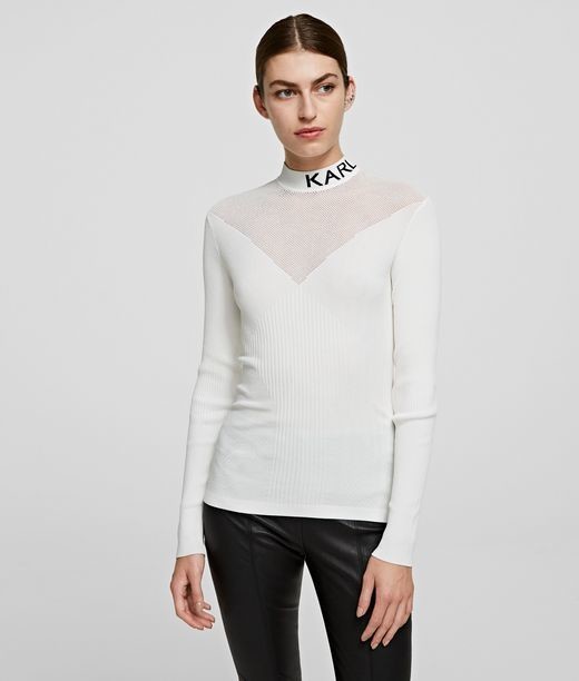 Kardigán Karl Lagerfeld Pointelle Logo Sweater