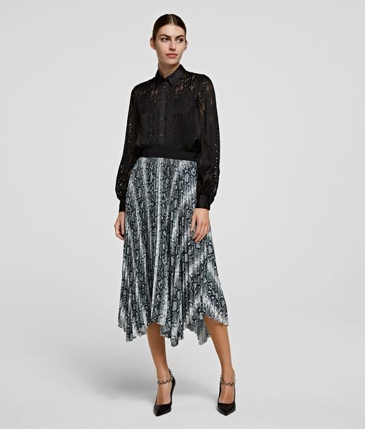 Szoknya Karl Lagerfeld Snake Printed Pleated Skirt