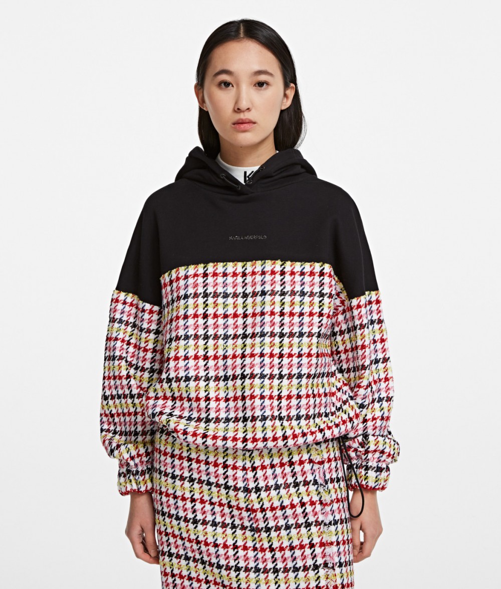 Pulóver Karl Lagerfeld Boucle Jersey Mix Hoodie
