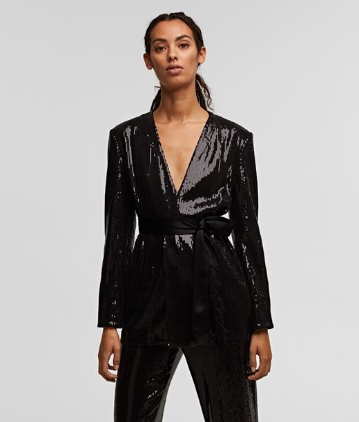 Zakó Karl Lagerfeld Sequins Jacket W/ Belt