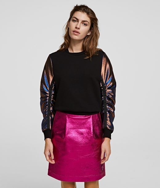 Melegítő Felső Karl Lagerfeld Lurex Sleeves Mix Sweatshirt