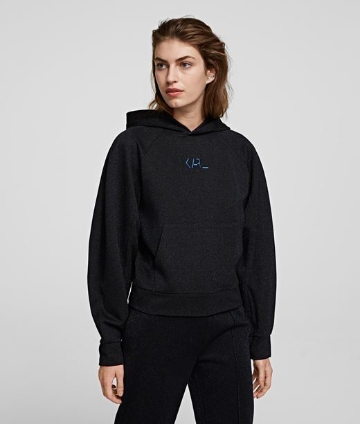 Melegítő Felső Karl Lagerfeld Lurex Cropped Hoodie