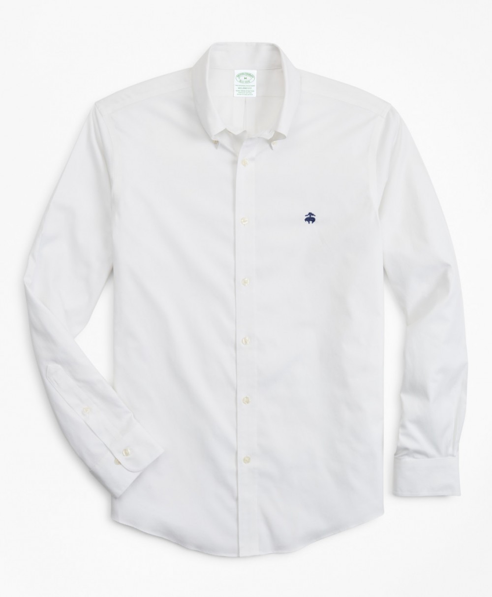 Ing Brooks Brothers Spt Ml Ni Stretch Pinpoint Solid Milano White