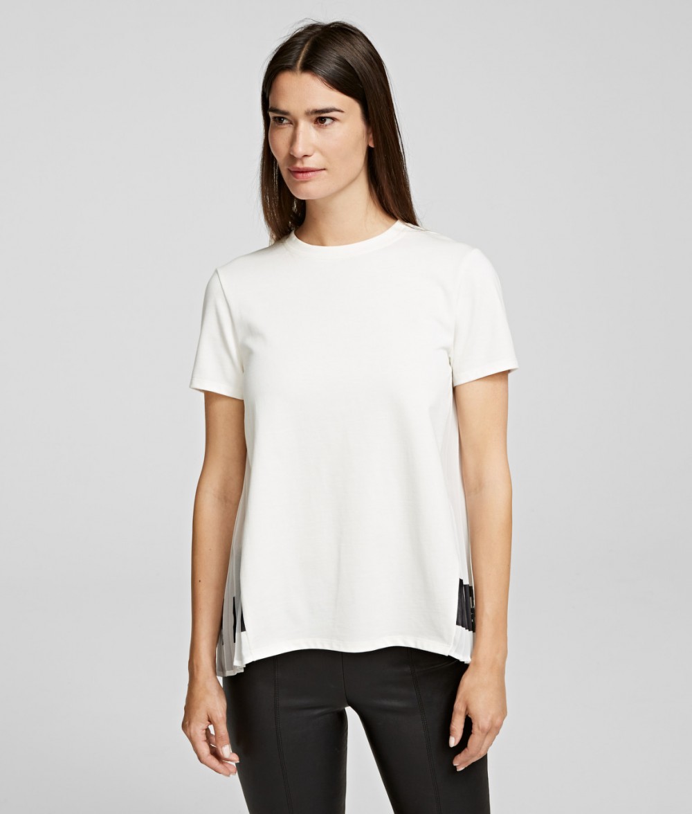 Póló Karl Lagerfeld Pleated Fabric Mix T-Shirt