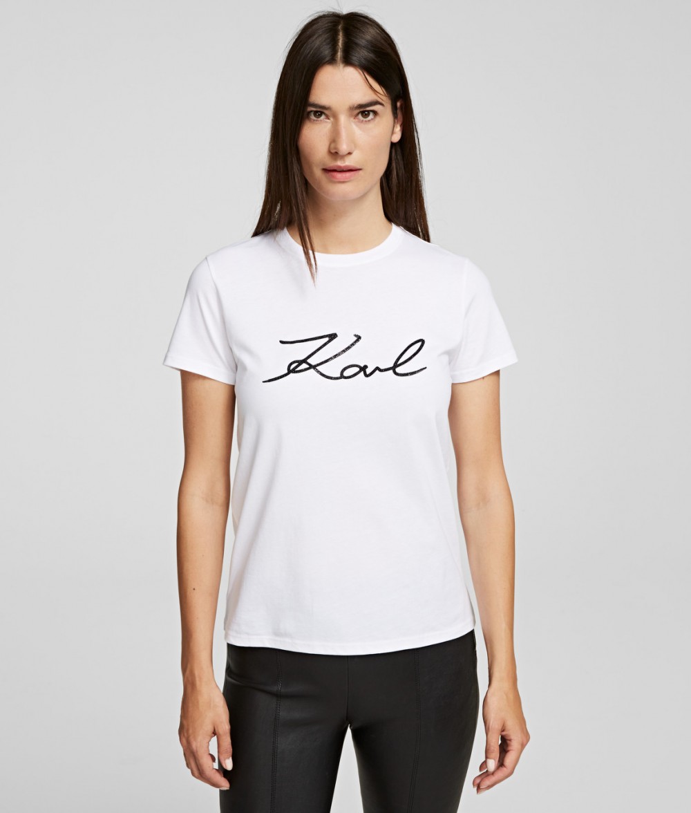Póló Karl Lagerfeld Logo Rhinestone T-Shirt